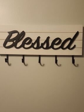 Blessed Wall Hook Rack - Black on White